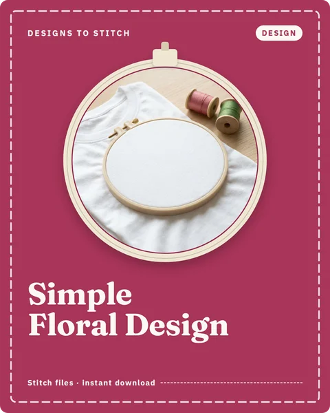 Simple Floral Design cover: a plain white t-shirt hooped for stitching